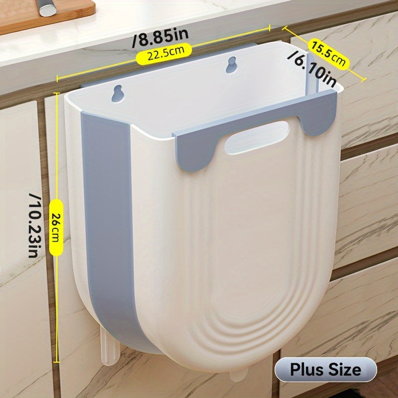 1 Large Foldable Kitchen Trash Can - Easy to Install on Cabinet,No Bending Design,plus-Sized Size,White with Blue/Purple Embellishment Or Fashion White - Durable Plastic,Perfect for Family Convenience,Convenient Garbage Container|Fashion dust bin|Neat App