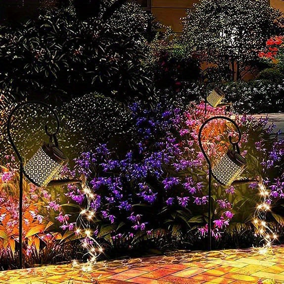 A Solar Energy LED Garden Art Watering Can Lamp - 1个,Decorative XINGX Shower Ground Plugged Light,Suitable for Trail、Lawn、Courtyard and Yard - Hanging Lighting Decoration,Metal Structure,Suitable for Party Atmosphere,14over Age
