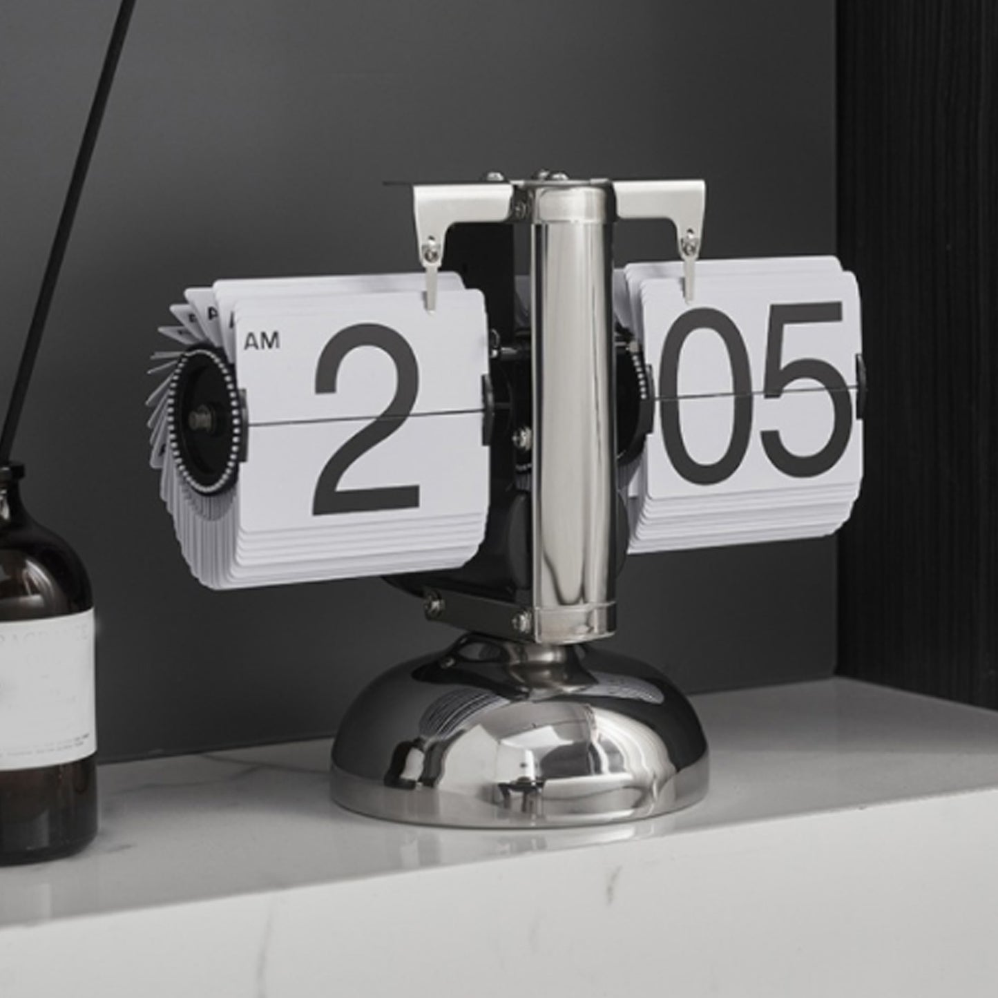 Flip Desk Clock Digital Flip Down Clock Retro Minimalist Single Foot Mechanical Auto Flip Clock Desk Clock for Home Livingroom