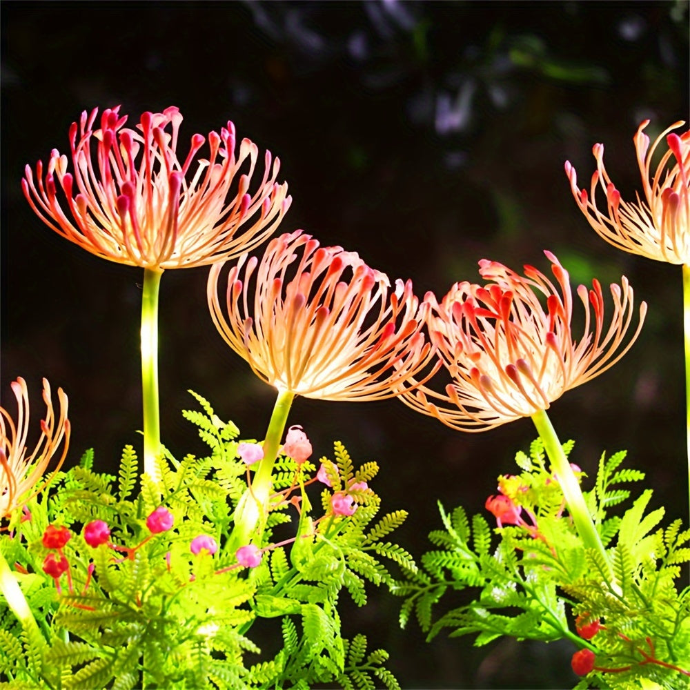 Outdoor Solar Flower Light,Waterproof,Pink LED Garden pile,Decorative Solar Path Light,IP65Waterproof,ABS Material,With Electronic Components,Suitable for Terrace and Garden Decoration