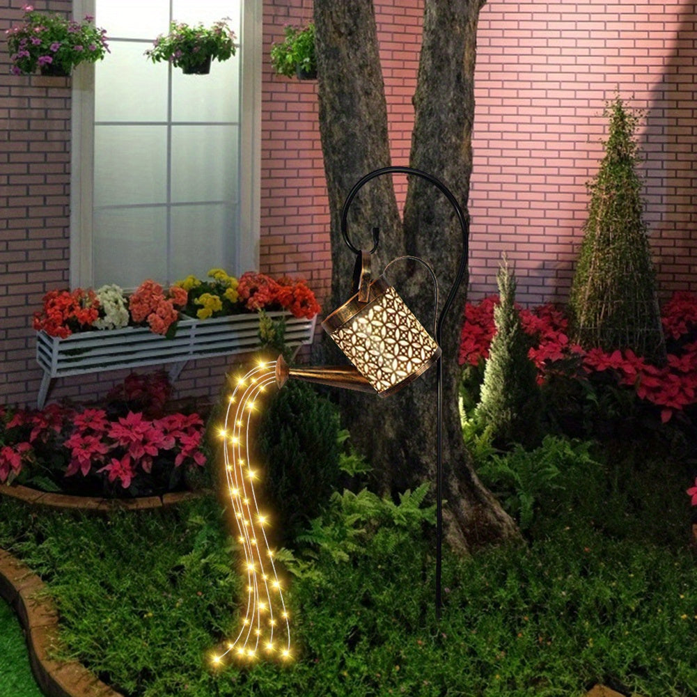 A Solar Energy LED Garden Art Watering Can Lamp - 1个,Decorative XINGX Shower Ground Plugged Light,Suitable for Trail、Lawn、Courtyard and Yard - Hanging Lighting Decoration,Metal Structure,Suitable for Party Atmosphere,14over Age