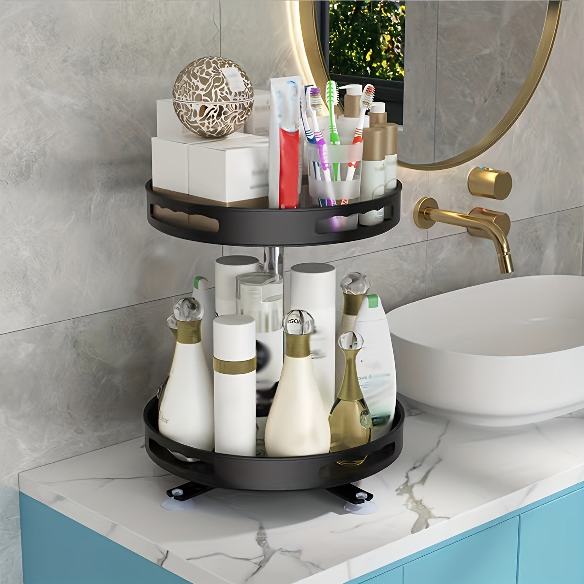 Multifunctional Rotating Storage Box-Save Space,Non-Slip Table Storage,Suitable for Tableware and Cosmetics,Spice Storage Box Kitchen Storage