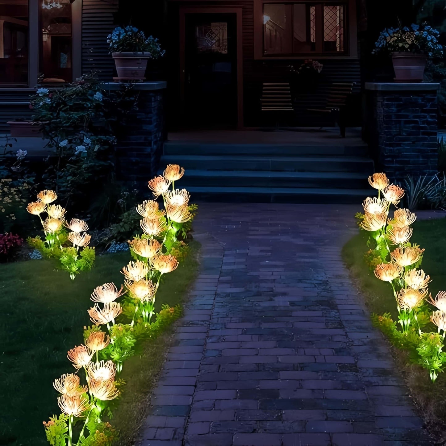 Outdoor Solar Flower Light,Waterproof,Pink LED Garden pile,Decorative Solar Path Light,IP65Waterproof,ABS Material,With Electronic Components,Suitable for Terrace and Garden Decoration