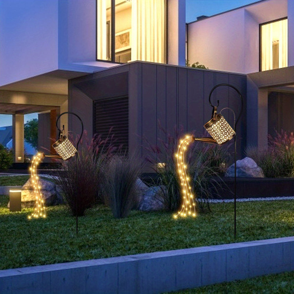 A Solar Energy LED Garden Art Watering Can Lamp - 1个,Decorative XINGX Shower Ground Plugged Light,Suitable for Trail、Lawn、Courtyard and Yard - Hanging Lighting Decoration,Metal Structure,Suitable for Party Atmosphere,14over Age