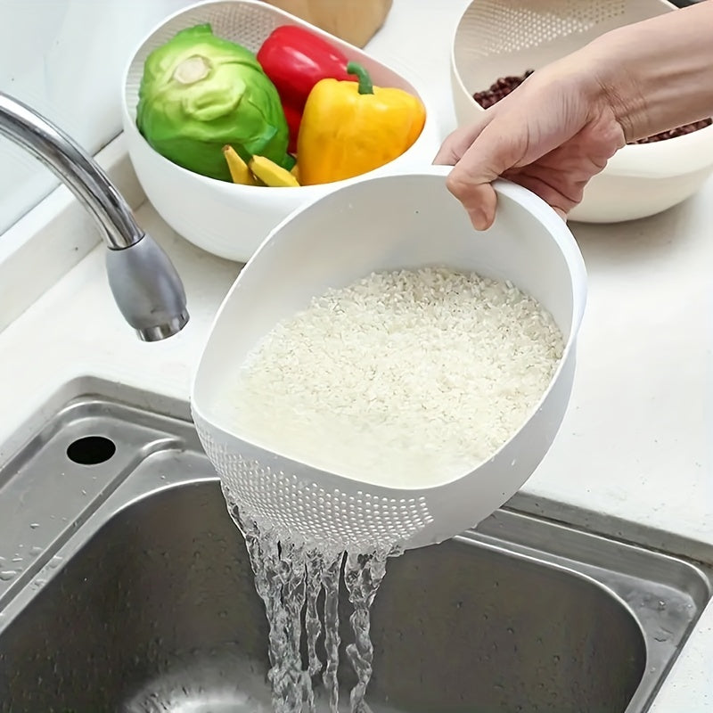 1pc,Plastic Rice Bowl with Filter - Efficient Cleaning of Small Grains and Kitchen Utensils