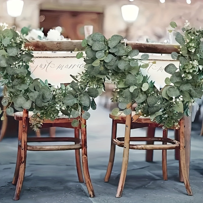 Simulated Eucalyptus Garland - 1Fake Green Plant Rattan,for Wedding、Home and Garden Decoration - Universal Hanging Plant,For Desktop、Walls and Parties。