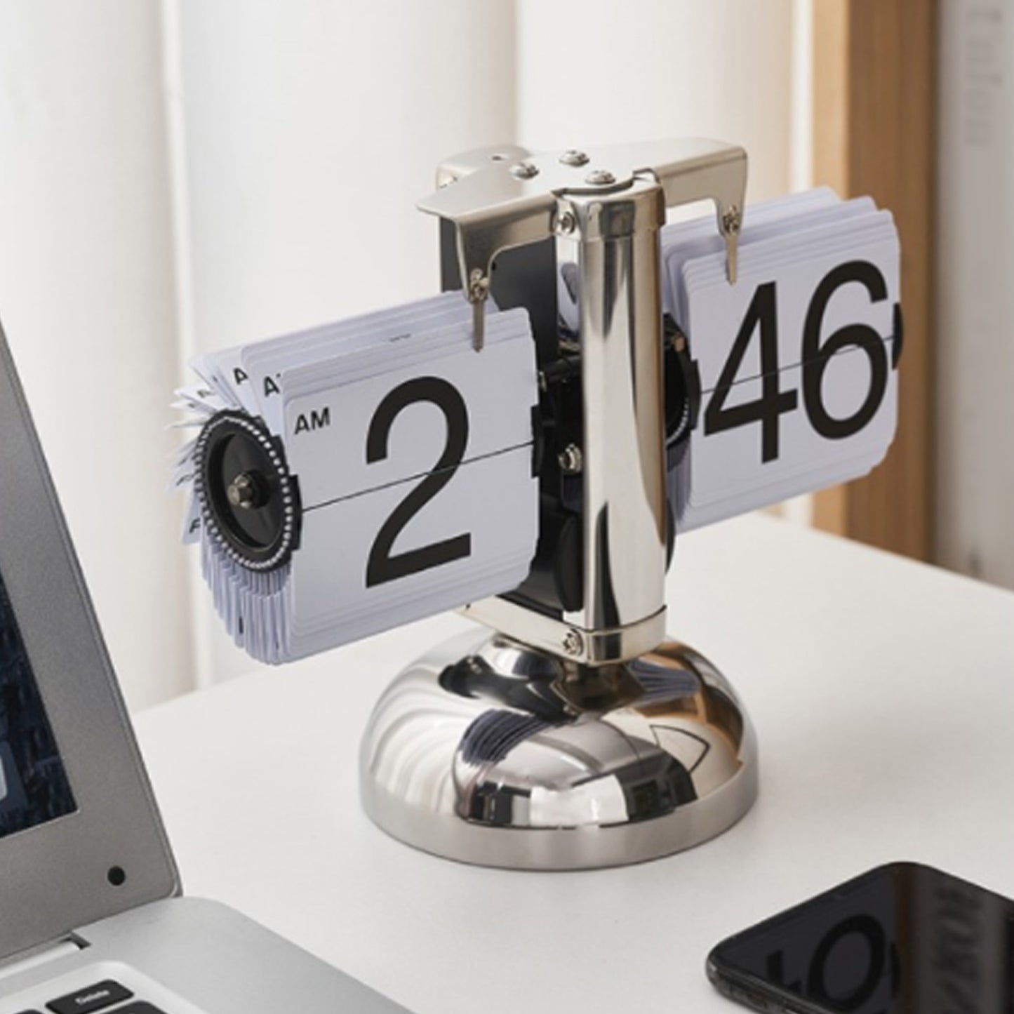 Flip Desk Clock Digital Flip Down Clock Retro Minimalist Single Foot Mechanical Auto Flip Clock Desk Clock for Home Livingroom