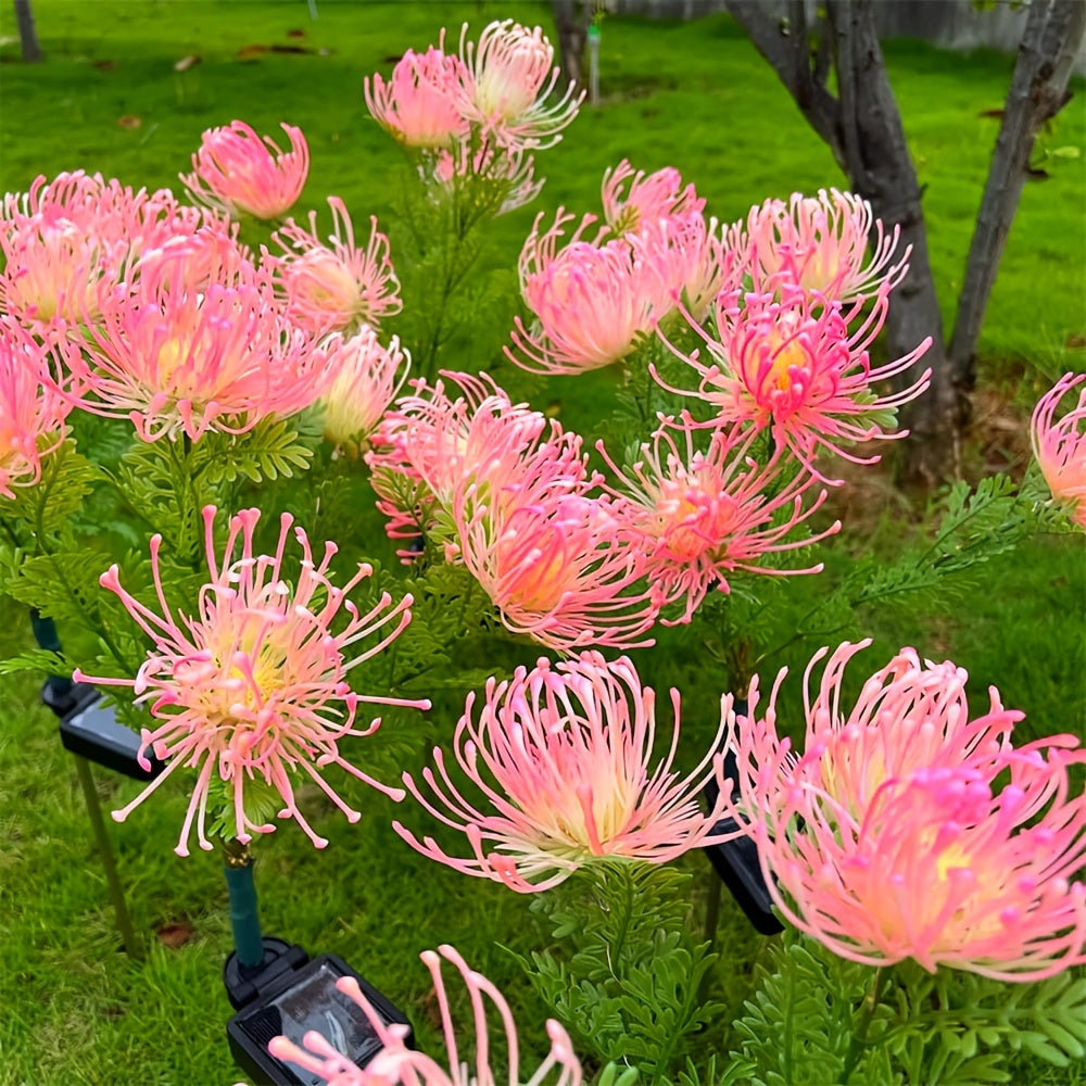 Outdoor Solar Flower Light,Waterproof,Pink LED Garden pile,Decorative Solar Path Light,IP65Waterproof,ABS Material,With Electronic Components,Suitable for Terrace and Garden Decoration