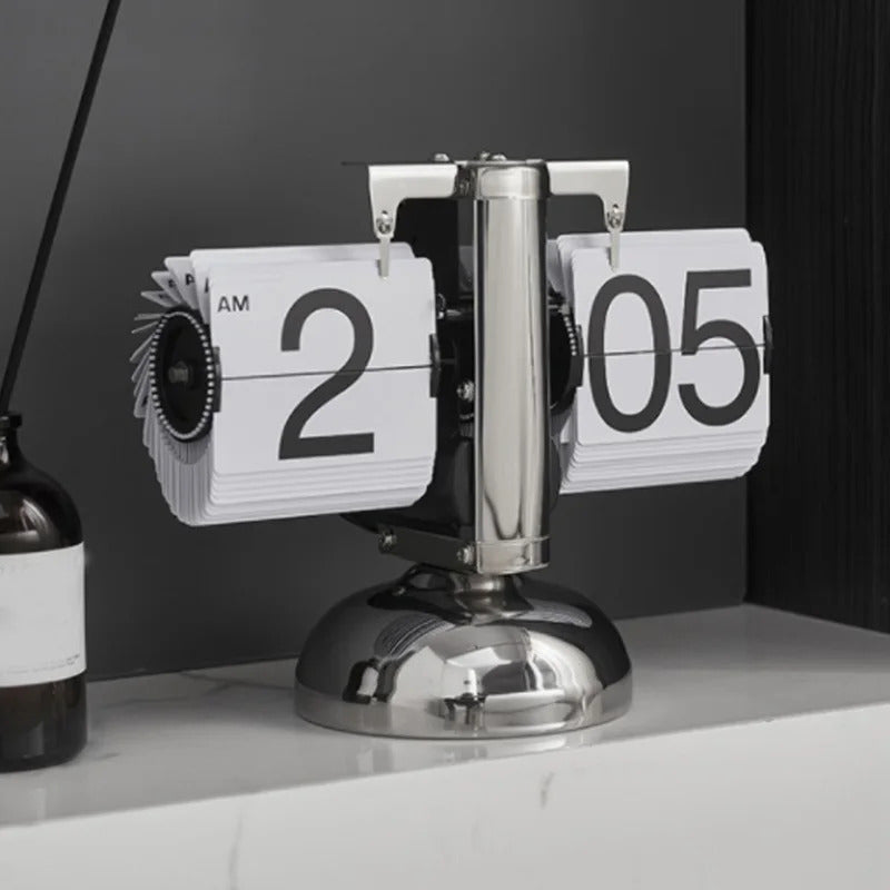 Flip Desk Clock Digital Flip Down Clock Retro Minimalist Single Foot Mechanical Auto Flip Clock Desk Clock for Home Livingroom