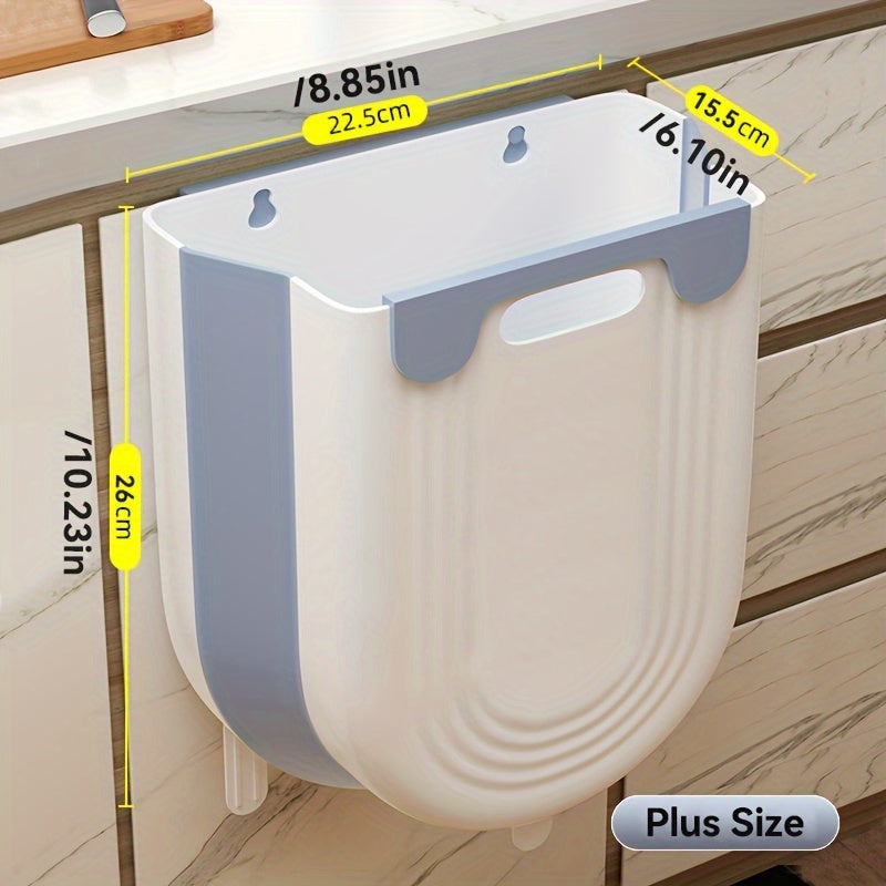 1 Large Foldable Kitchen Trash Can - Easy to Install on Cabinet,No Bending Design,plus-Sized Size,White with Blue/Purple Embellishment Or Fashion White - Durable Plastic,Perfect for Family Convenience,Convenient Garbage Container|Fashion dust bin|Neat App