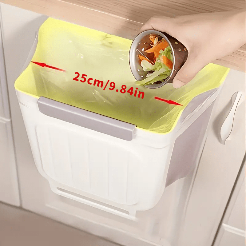 1 Large Foldable Kitchen Trash Can - Easy to Install on Cabinet,No Bending Design,plus-Sized Size,White with Blue/Purple Embellishment Or Fashion White - Durable Plastic,Perfect for Family Convenience,Convenient Garbage Container|Fashion dust bin|Neat App