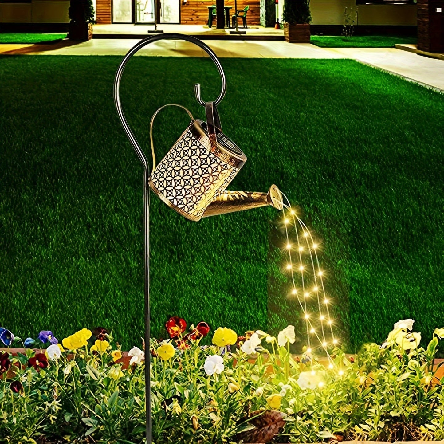 A Solar Energy LED Garden Art Watering Can Lamp - 1个,Decorative XINGX Shower Ground Plugged Light,Suitable for Trail、Lawn、Courtyard and Yard - Hanging Lighting Decoration,Metal Structure,Suitable for Party Atmosphere,14over Age