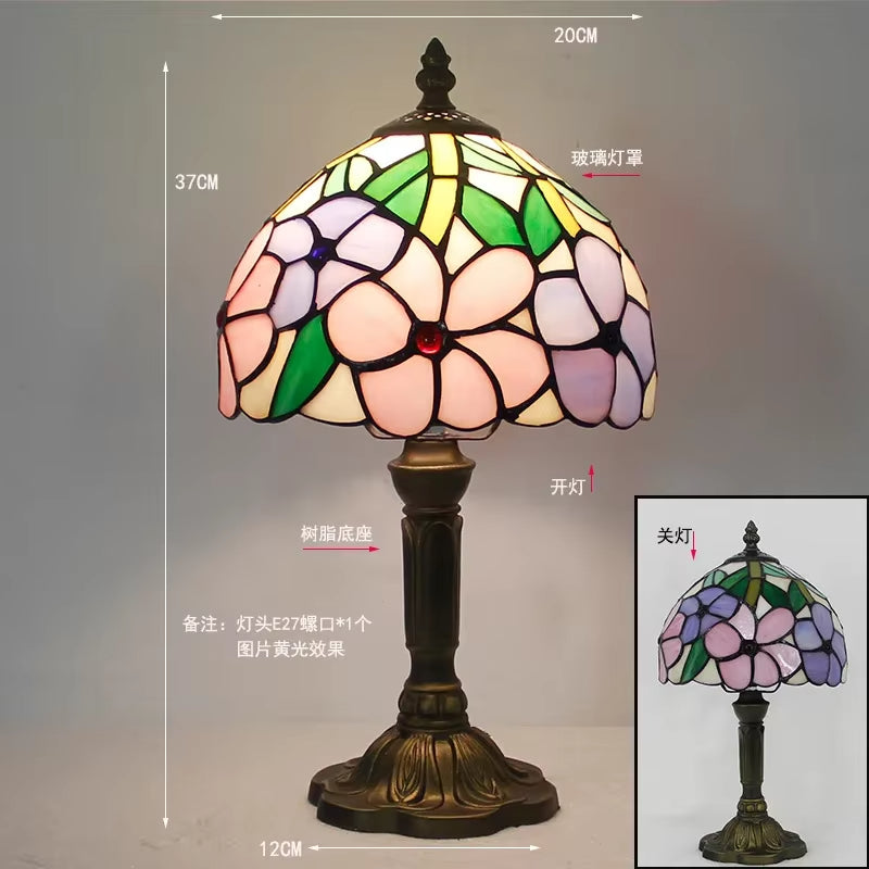 Stained Glass Desk Lamp Luxury Stained Glass Lampshade Tiffany Table Lamp Bedside Lamp Lámpara De Escritorio