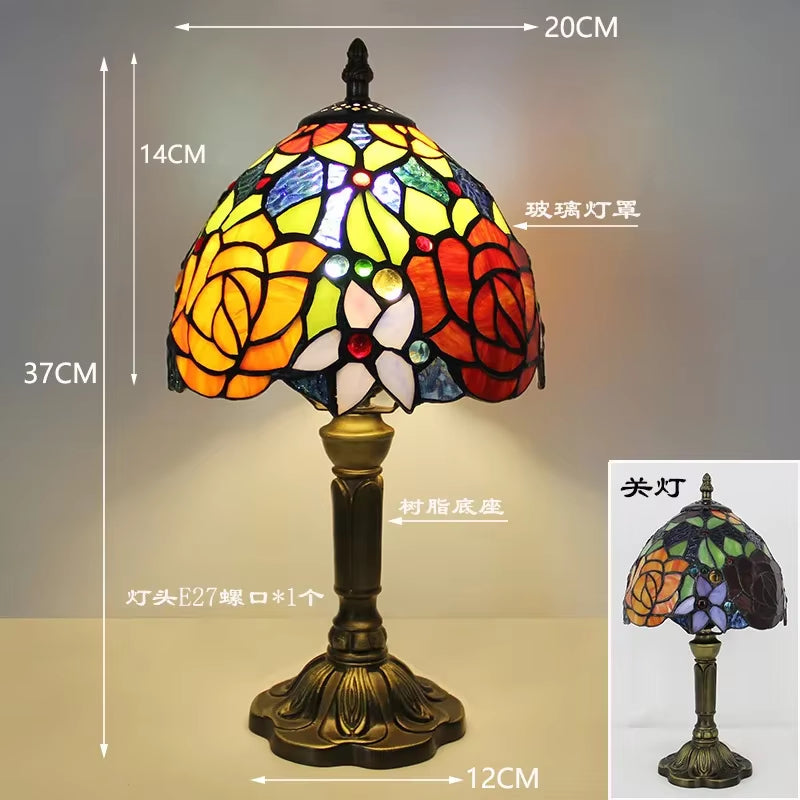 Stained Glass Desk Lamp Luxury Stained Glass Lampshade Tiffany Table Lamp Bedside Lamp Lámpara De Escritorio