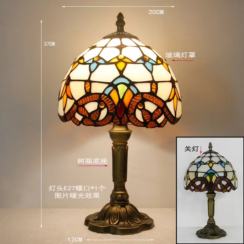Stained Glass Desk Lamp Luxury Stained Glass Lampshade Tiffany Table Lamp Bedside Lamp Lámpara De Escritorio