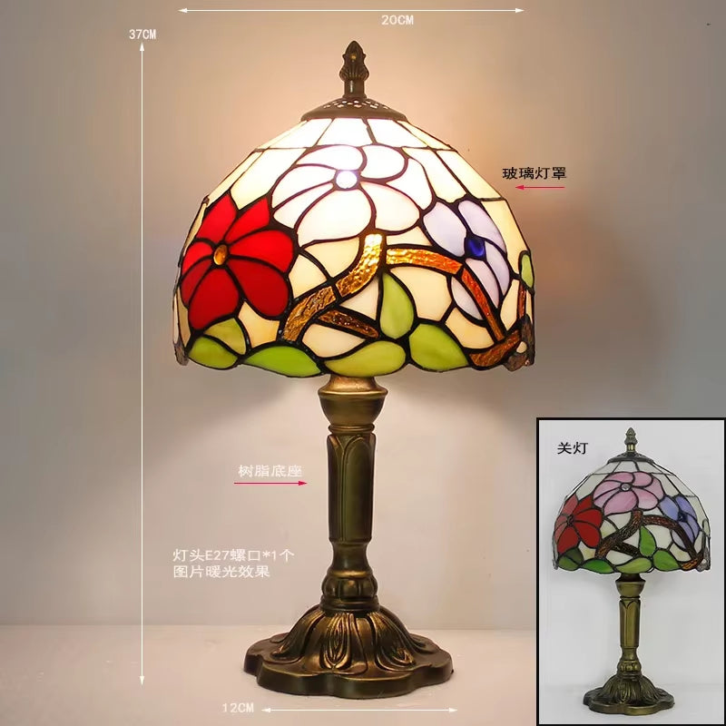Stained Glass Desk Lamp Luxury Stained Glass Lampshade Tiffany Table Lamp Bedside Lamp Lámpara De Escritorio