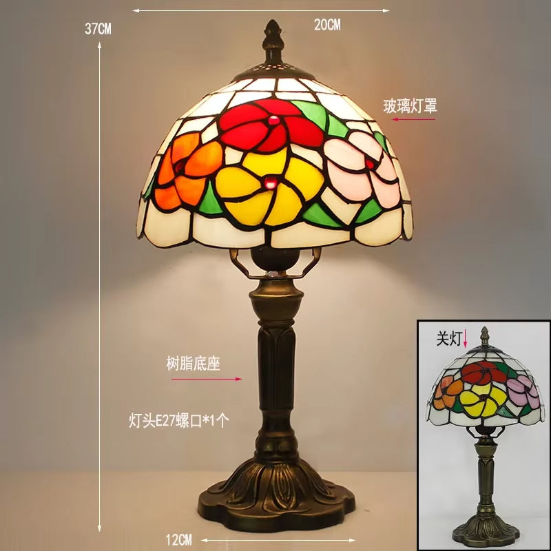 Stained Glass Desk Lamp Luxury Stained Glass Lampshade Tiffany Table Lamp Bedside Lamp Lámpara De Escritorio