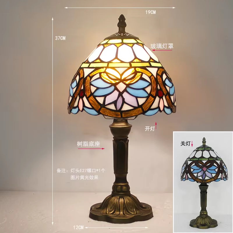 Stained Glass Desk Lamp Luxury Stained Glass Lampshade Tiffany Table Lamp Bedside Lamp Lámpara De Escritorio