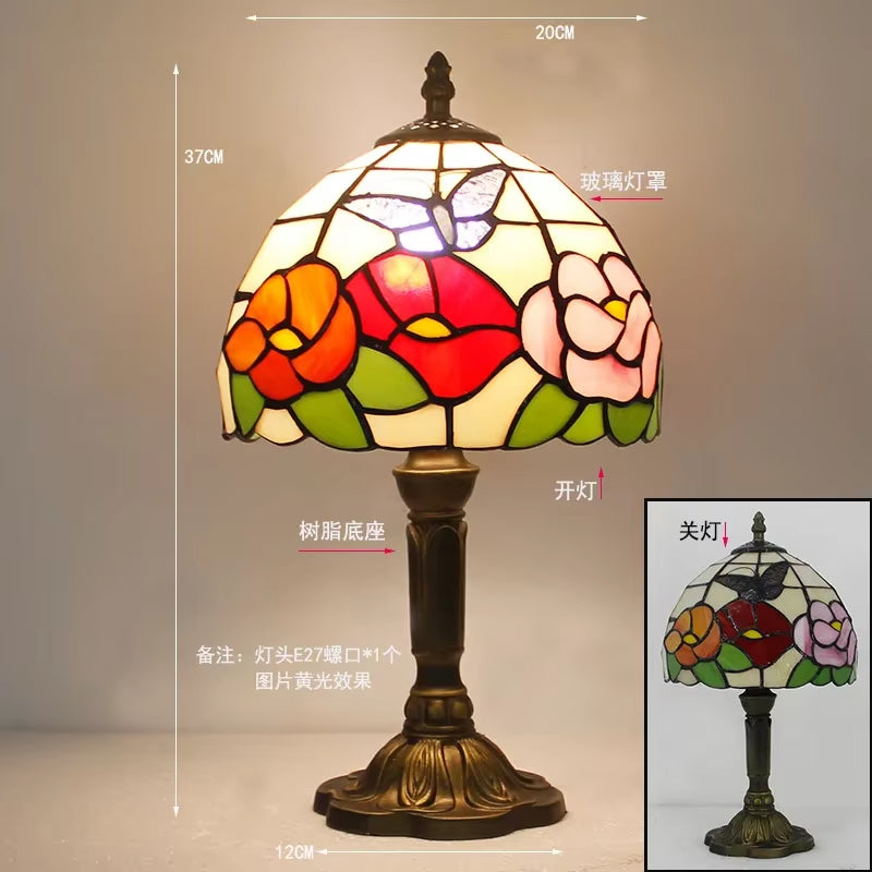 Stained Glass Desk Lamp Luxury Stained Glass Lampshade Tiffany Table Lamp Bedside Lamp Lámpara De Escritorio