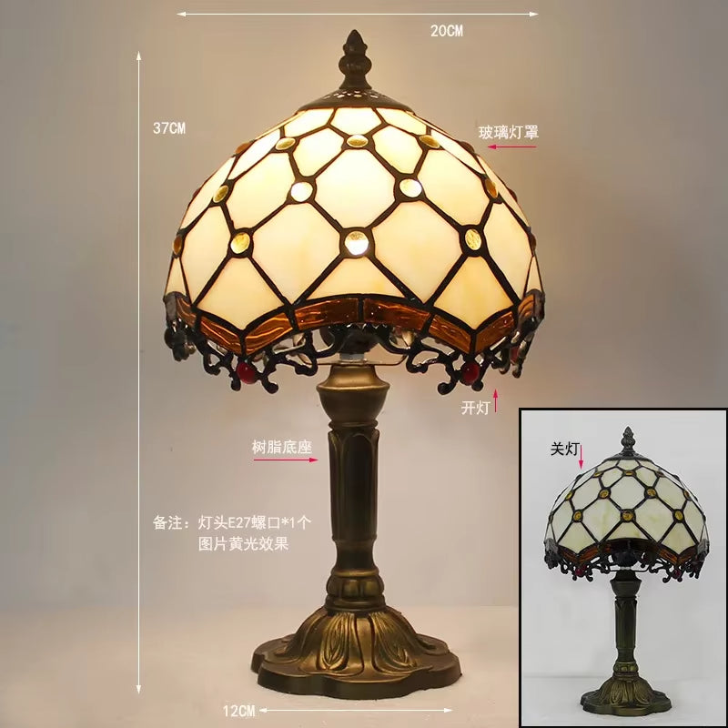 Stained Glass Desk Lamp Luxury Stained Glass Lampshade Tiffany Table Lamp Bedside Lamp Lámpara De Escritorio