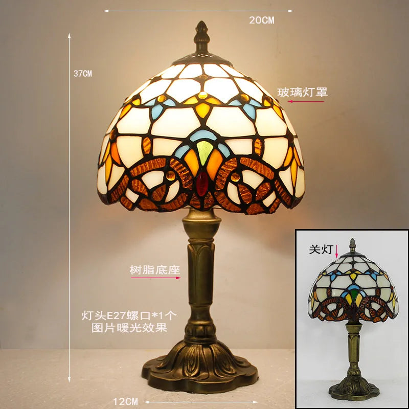 Stained Glass Desk Lamp Luxury Stained Glass Lampshade Tiffany Table Lamp Bedside Lamp Lámpara De Escritorio