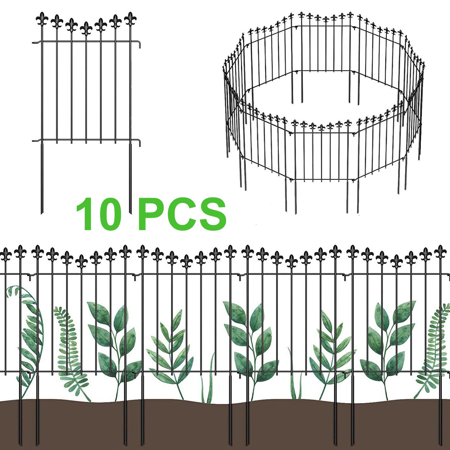 Garden Edge Fence - Decorative Garden Fence Panels Flexible Removable Tree Fence Weatherproof Splice Fence