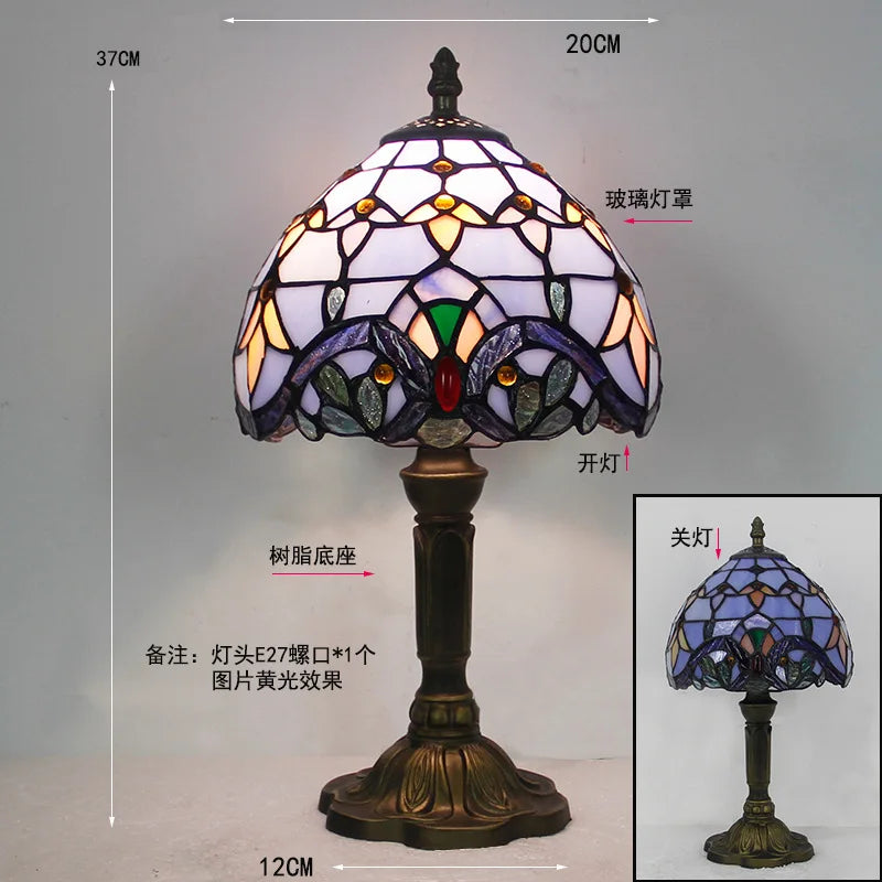 Stained Glass Desk Lamp Luxury Stained Glass Lampshade Tiffany Table Lamp Bedside Lamp Lámpara De Escritorio
