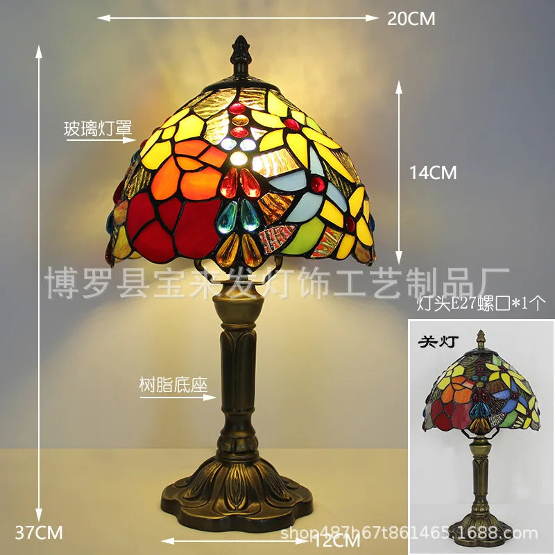 Stained Glass Desk Lamp Luxury Stained Glass Lampshade Tiffany Table Lamp Bedside Lamp Lámpara De Escritorio
