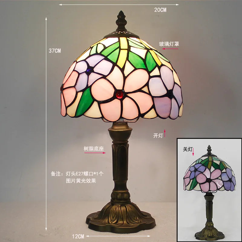 Stained Glass Desk Lamp Luxury Stained Glass Lampshade Tiffany Table Lamp Bedside Lamp Lámpara De Escritorio