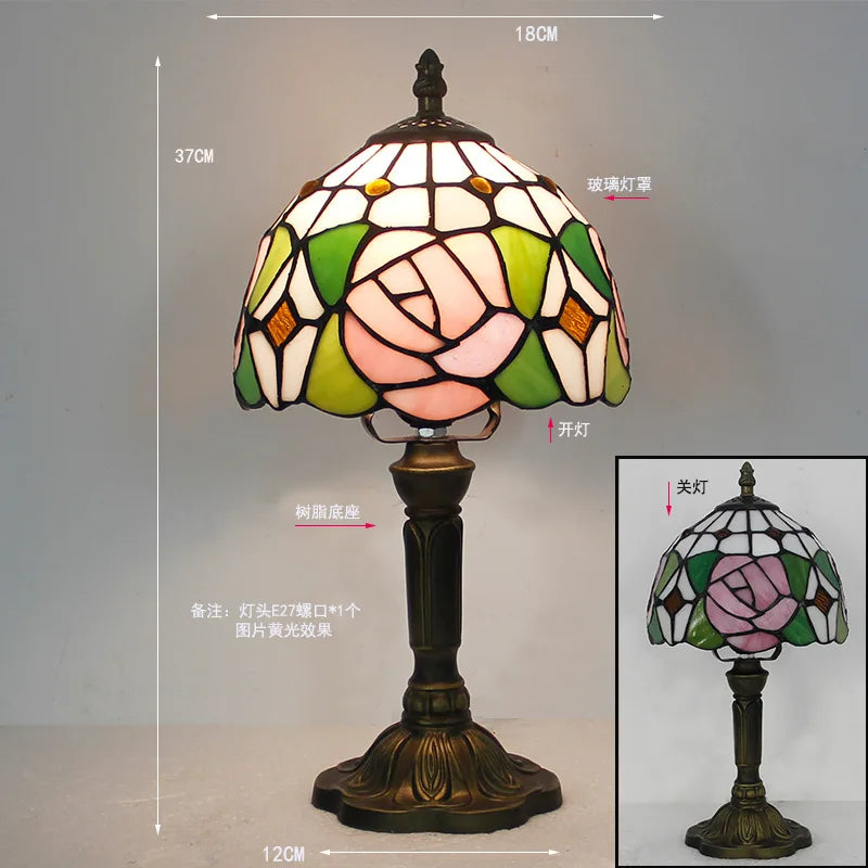 Stained Glass Desk Lamp Luxury Stained Glass Lampshade Tiffany Table Lamp Bedside Lamp Lámpara De Escritorio