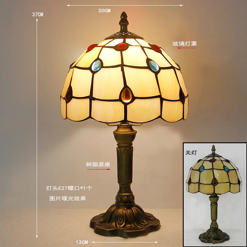 Stained Glass Desk Lamp Luxury Stained Glass Lampshade Tiffany Table Lamp Bedside Lamp Lámpara De Escritorio
