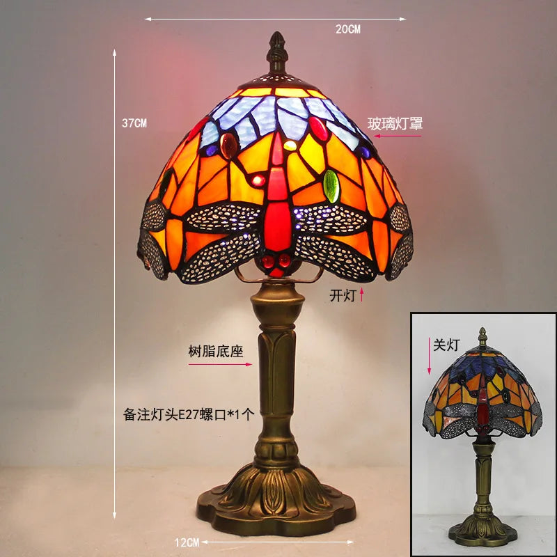 Stained Glass Desk Lamp Luxury Stained Glass Lampshade Tiffany Table Lamp Bedside Lamp Lámpara De Escritorio