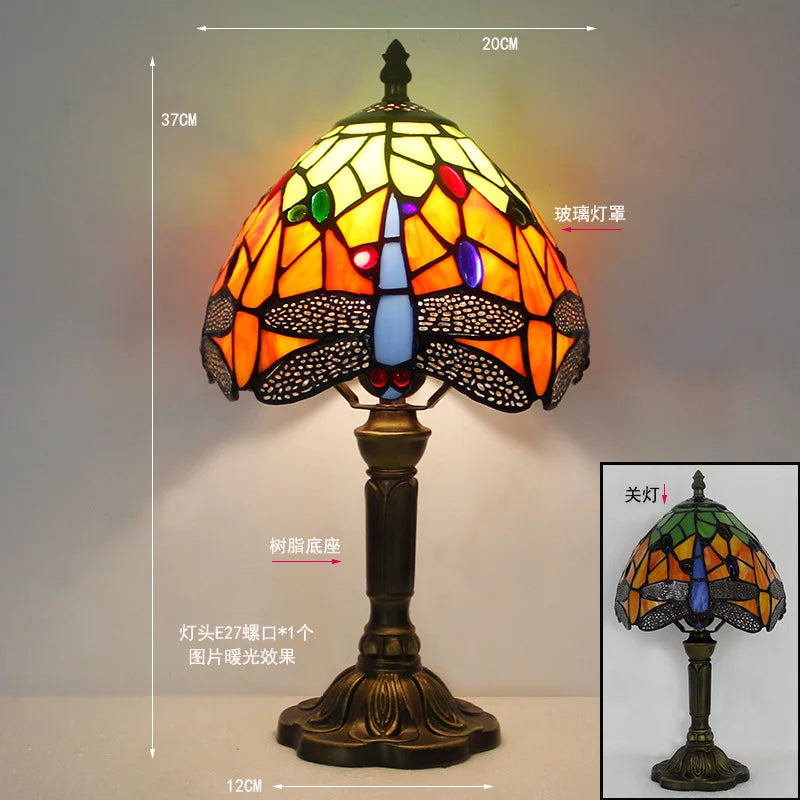 Stained Glass Desk Lamp Luxury Stained Glass Lampshade Tiffany Table Lamp Bedside Lamp Lámpara De Escritorio