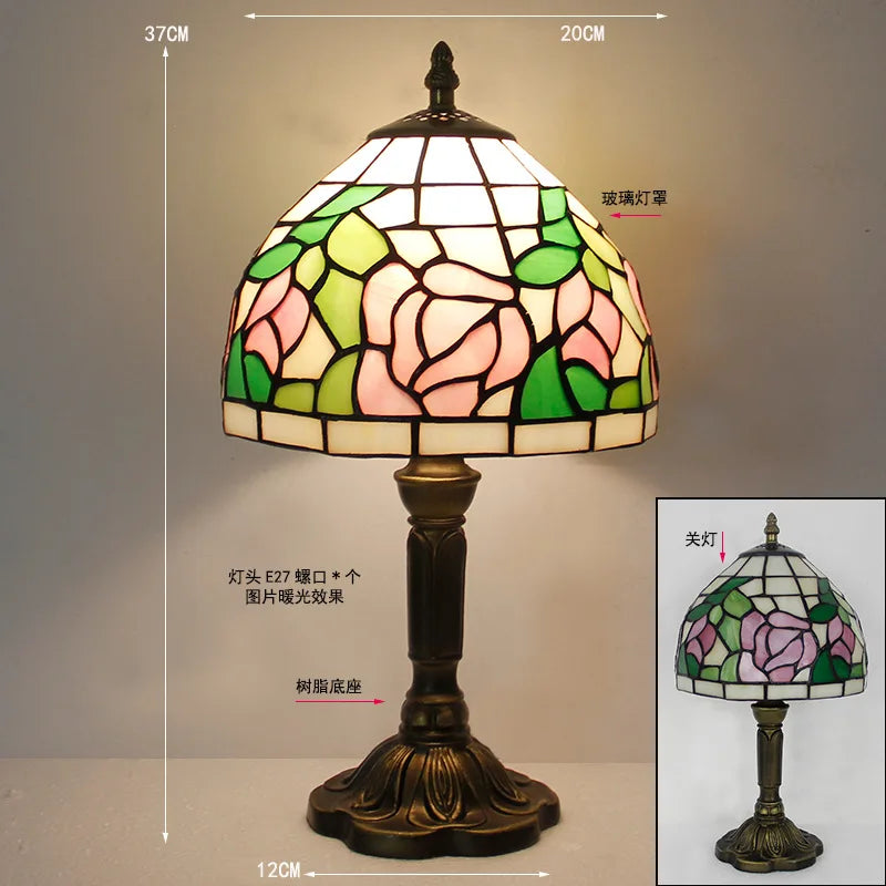 Stained Glass Desk Lamp Luxury Stained Glass Lampshade Tiffany Table Lamp Bedside Lamp Lámpara De Escritorio