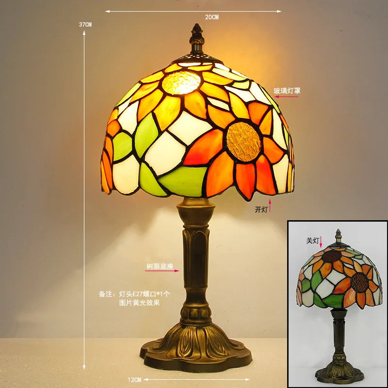 Stained Glass Desk Lamp Luxury Stained Glass Lampshade Tiffany Table Lamp Bedside Lamp Lámpara De Escritorio