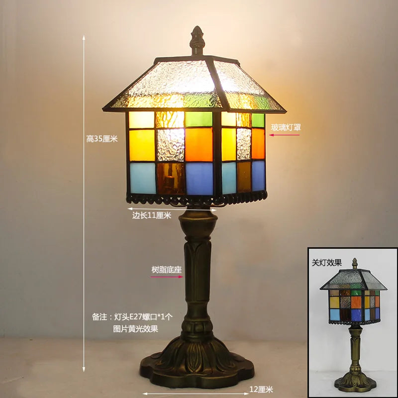 Stained Glass Desk Lamp Luxury Stained Glass Lampshade Tiffany Table Lamp Bedside Lamp Lámpara De Escritorio
