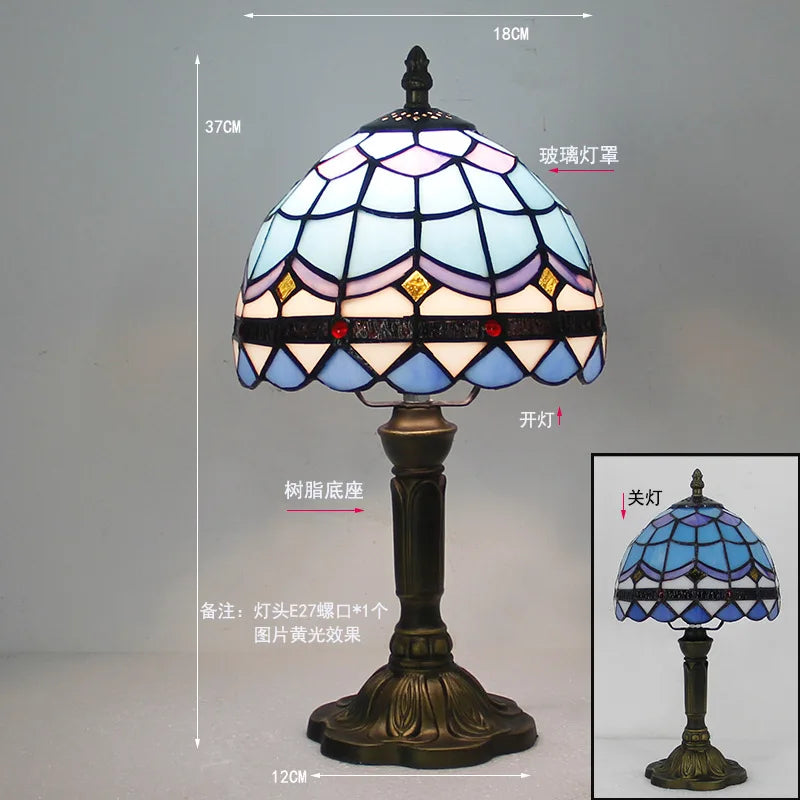 Stained Glass Desk Lamp Luxury Stained Glass Lampshade Tiffany Table Lamp Bedside Lamp Lámpara De Escritorio