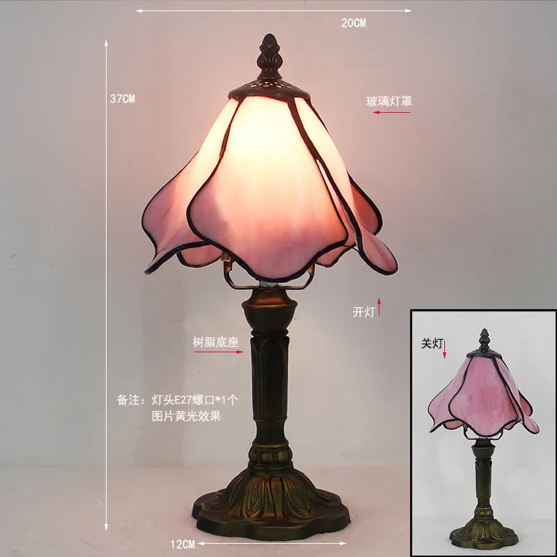 Stained Glass Desk Lamp Luxury Stained Glass Lampshade Tiffany Table Lamp Bedside Lamp Lámpara De Escritorio