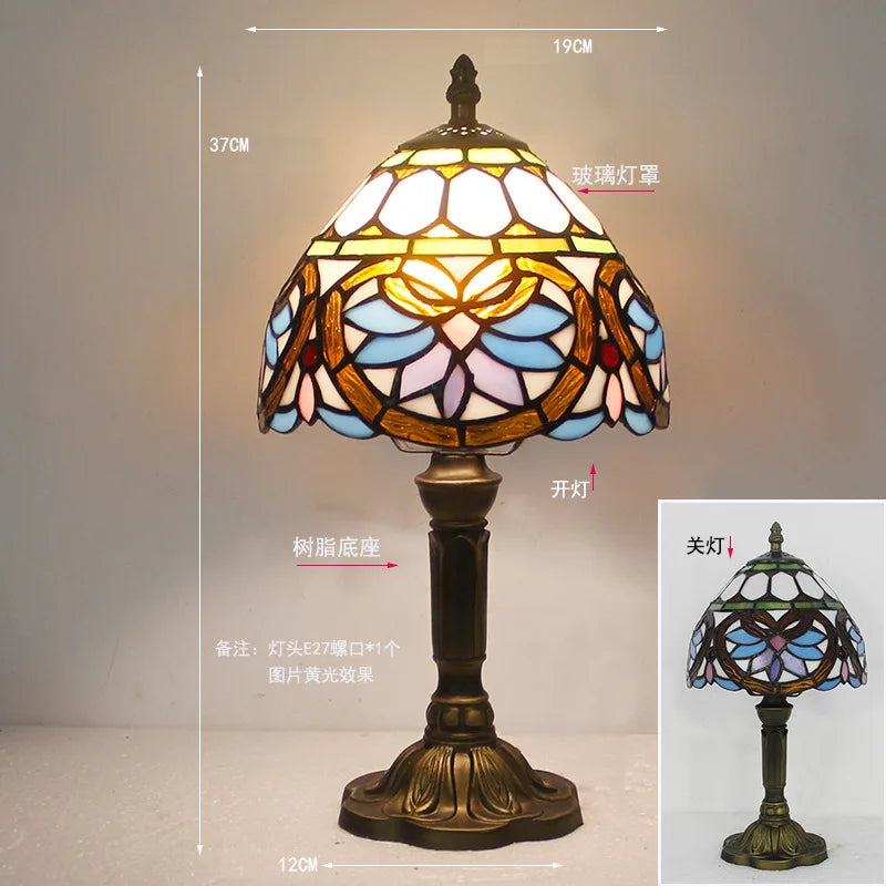 Stained Glass Desk Lamp Luxury Stained Glass Lampshade Tiffany Table Lamp Bedside Lamp Lámpara De Escritorio