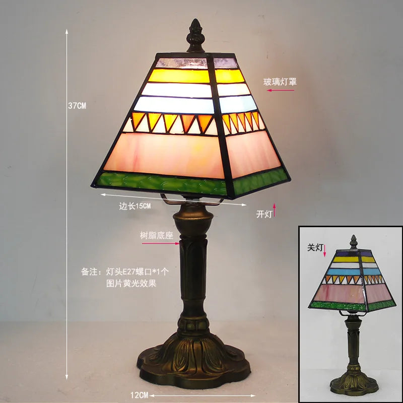Stained Glass Desk Lamp Luxury Stained Glass Lampshade Tiffany Table Lamp Bedside Lamp Lámpara De Escritorio