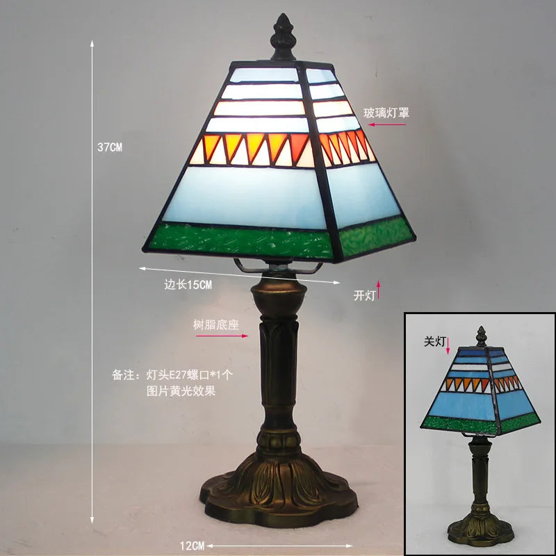 Stained Glass Desk Lamp Luxury Stained Glass Lampshade Tiffany Table Lamp Bedside Lamp Lámpara De Escritorio