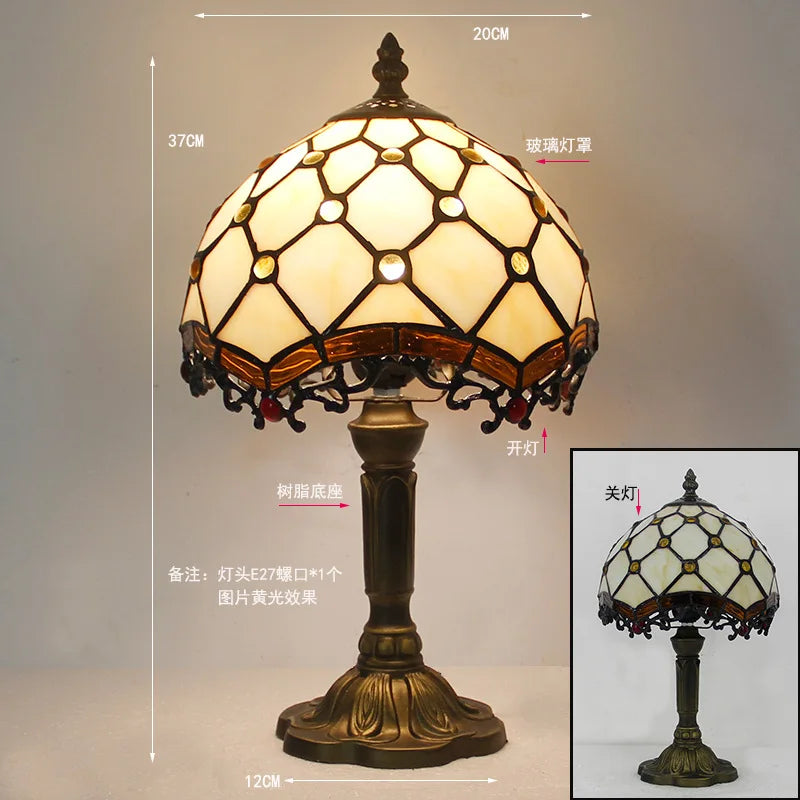 Stained Glass Desk Lamp Luxury Stained Glass Lampshade Tiffany Table Lamp Bedside Lamp Lámpara De Escritorio
