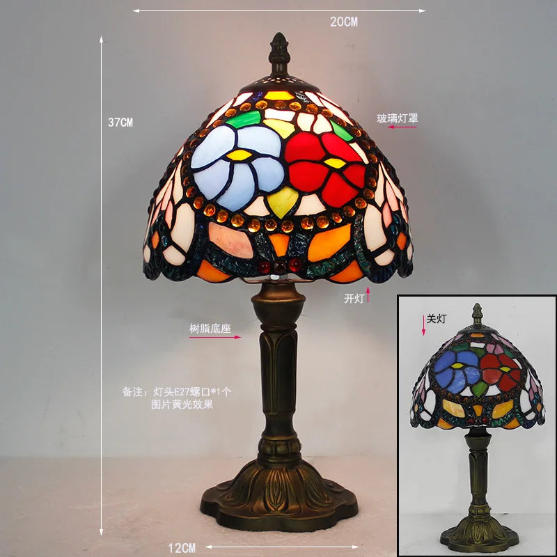 Stained Glass Desk Lamp Luxury Stained Glass Lampshade Tiffany Table Lamp Bedside Lamp Lámpara De Escritorio