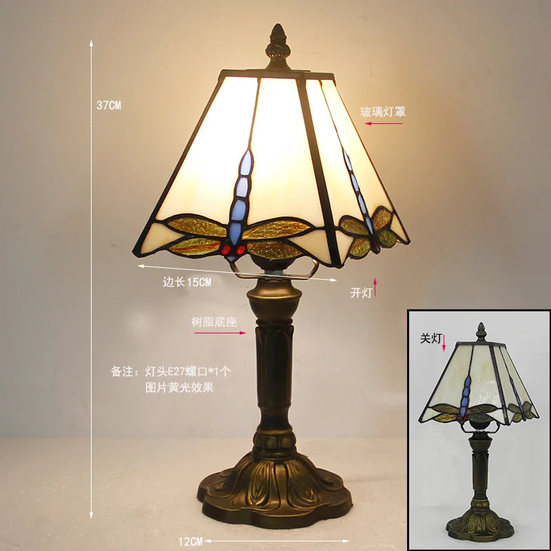 Stained Glass Desk Lamp Luxury Stained Glass Lampshade Tiffany Table Lamp Bedside Lamp Lámpara De Escritorio