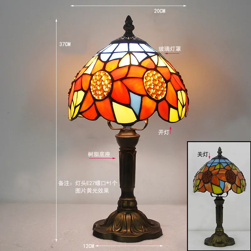 Stained Glass Desk Lamp Luxury Stained Glass Lampshade Tiffany Table Lamp Bedside Lamp Lámpara De Escritorio
