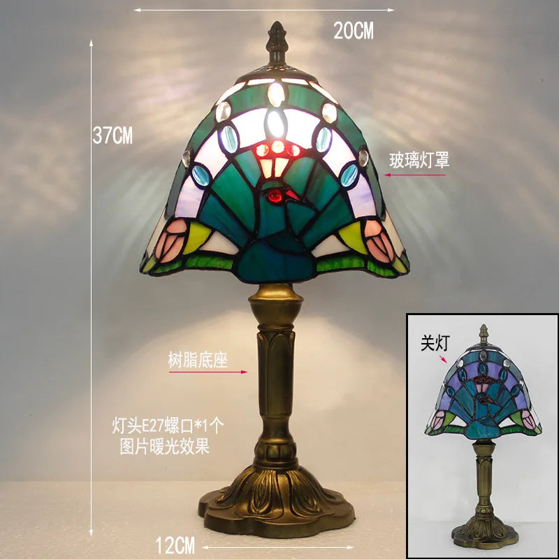 Stained Glass Desk Lamp Luxury Stained Glass Lampshade Tiffany Table Lamp Bedside Lamp Lámpara De Escritorio