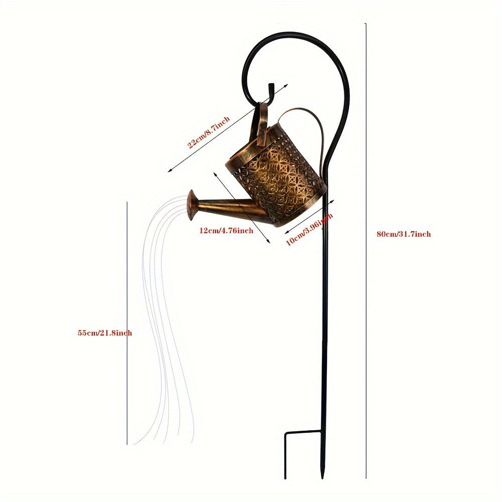 A Solar Energy LED Garden Art Watering Can Lamp - 1个,Decorative XINGX Shower Ground Plugged Light,Suitable for Trail、Lawn、Courtyard and Yard - Hanging Lighting Decoration,Metal Structure,Suitable for Party Atmosphere,14over Age