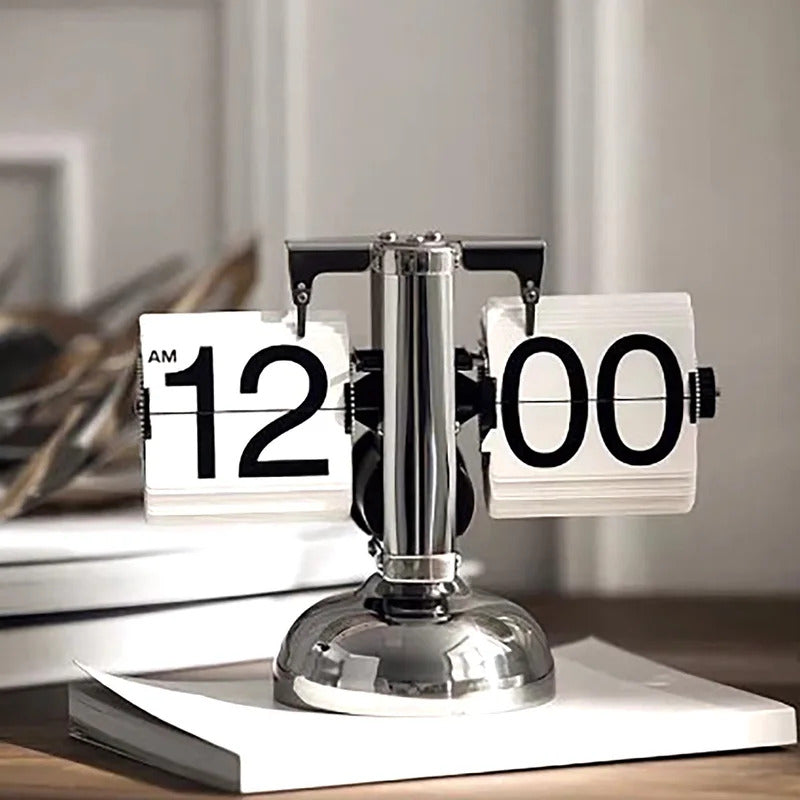 Flip Desk Clock Digital Flip Down Clock Retro Minimalist Single Foot Mechanical Auto Flip Clock Desk Clock for Home Livingroom