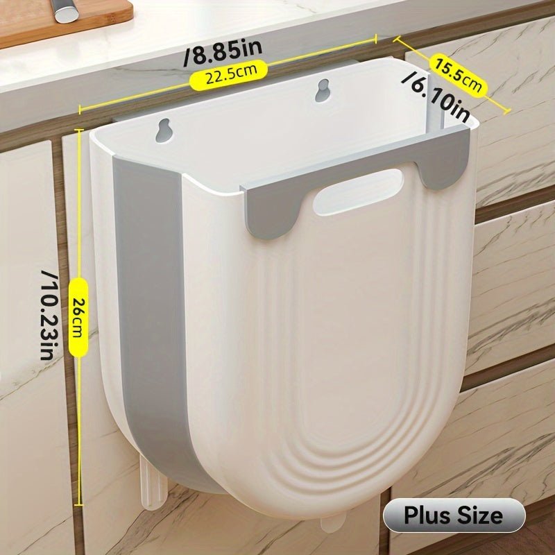 1 Large Foldable Kitchen Trash Can - Easy to Install on Cabinet,No Bending Design,plus-Sized Size,White with Blue/Purple Embellishment Or Fashion White - Durable Plastic,Perfect for Family Convenience,Convenient Garbage Container|Fashion dust bin|Neat App