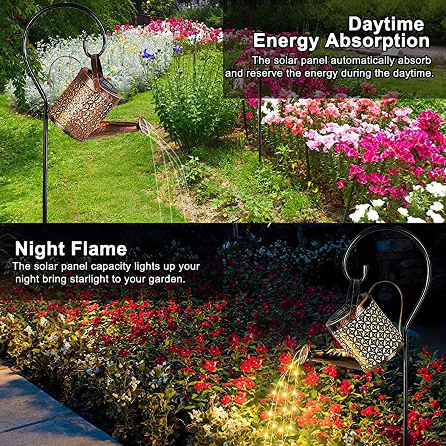 A Solar Energy LED Garden Art Watering Can Lamp - 1个，Decorative XINGX Shower Ground Plugged Light，Suitable for Trail、Lawn、Courtyard and Yard - Hanging Lighting Decoration，Metal Structure，Suitable for Party Atmosphere，14over Age